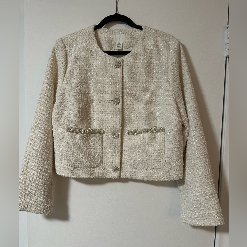 NWOT | H&M Boucle Tweed Jacket Ivory